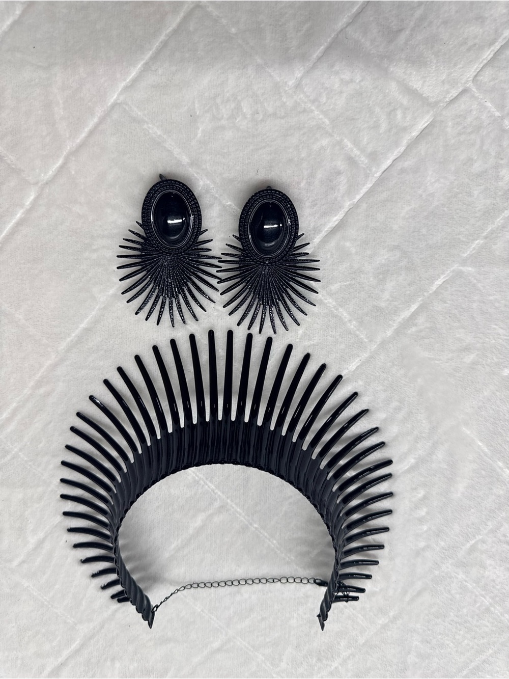 Black Spike Headband and Earrings Set - Women's Accessories
